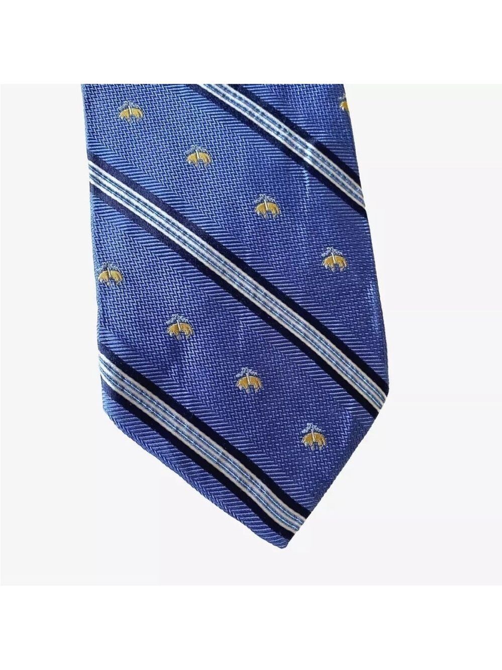 Brooks Brothers Woven in Italy Neck Tie 100% Silk Sheep Blue Made In USA
